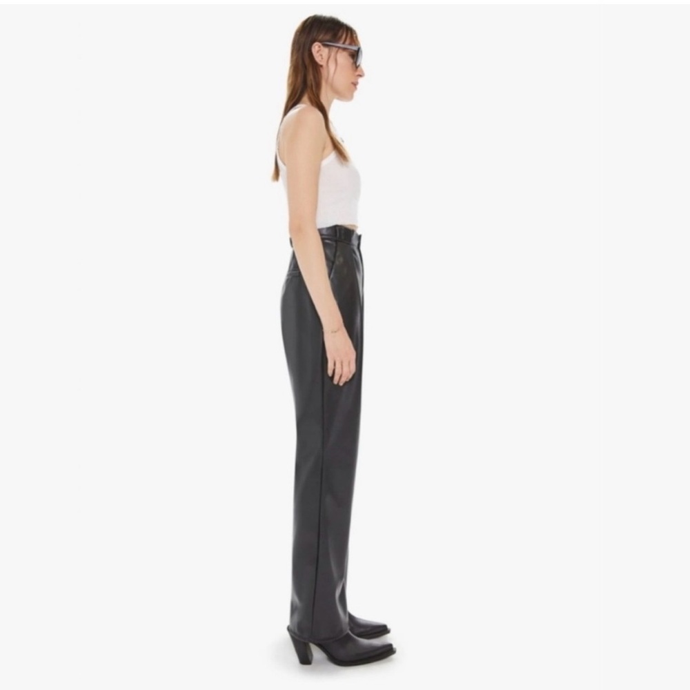 MOTHER High Waisted Tunnel Vision Pleated Prep Sneak Feaux Leather Pants Size 27 - Picture 4 of 14